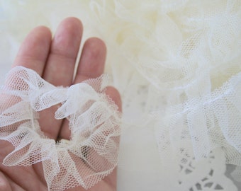 Gathered Tulle Trim Ribbon, Hand-dyed in many colors