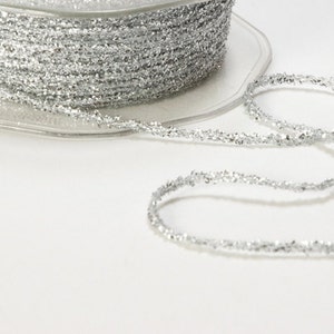 Glitter, TWINE, Tinsel Metallic String Ribbon, METALLIC SILVER