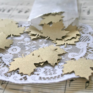80 Metallic Gold 1" Leaves Paper Confetti