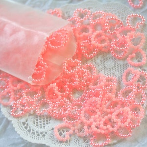 50 Pink Pearl Heart Flatback Cabochons