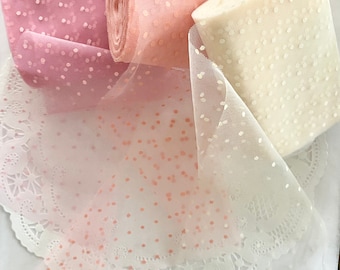 Pastel Polka Dot Tulle Ribbon: Soft Mesh, 4.25" Wide