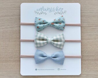 Linen headbands set- newborn headbands - baby girl - baby girl headbands - infant headband - baby headband - headbands