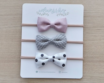 Linen headbands set- newborn headbands - baby girl - baby girl headbands - infant headband - baby headband - headbands
