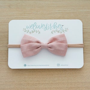 Dusty Pink Pure Ramie linen headbands - newborn headbands - bow Headband - baby girl headbands - infant headband - baby headband - headbands