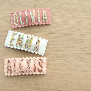 Personalized glitter snap hair clips for girls - toddler hair clips - cute hair clips - hair snap clips - felt hair clips