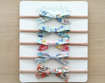Liberty of london Hairbow - Spring Liberty Bow Bandeau - Spring Floral Head - Floral Schoolgirl Bow - Infant headband - baby headband