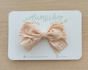 Eyelet Cotton lace Bow headbands - newborn headbands - bow Headband - baby girl headbands - infant headband - baby headband - headbands