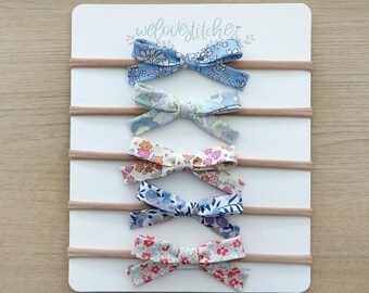 Liberty of london Hairbow - Spring Liberty Bow Bandeau - Spring Floral Head - Floral Schoolgirl Bow - Infant headband - baby headband