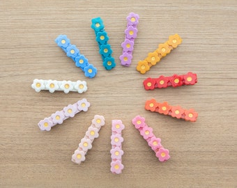 Build your own cute flower bar clip set/Acrylic/Acetate Pink Bar Hair Clip - Toddler hair clip - hair clip set - bar hair clip