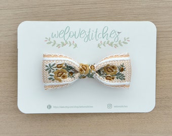 Vintage Embroidery lace Bow headbands - newborn headbands - bow Hair clip - baby girl headbands - infant headband - baby headband