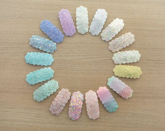 Build your own Glitter scallop snap clip set/Glitter Fabric hair clip - Toddler hair clip - hair clip set - bar hair clip