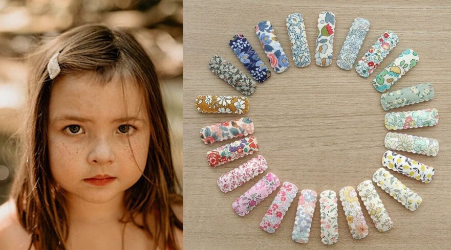 Liberty scallop snap hair clip for thin hair - Toddler hair clips - Fringe Hair Clips - Baby Snap Clips