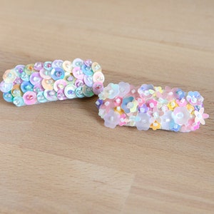 Rainbow Floral Sequin Felt Hair Clip - Girl Hair Clip - Sequin Hair Clips - Hair Accessories - Floral Hair Clip