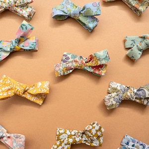 Liberty of London Cute Hair Bow Knotted Alligator Clips - Baby Snap Clips - Cute Hair Clips - Fringe Hair Clips - Floral Hair Clips