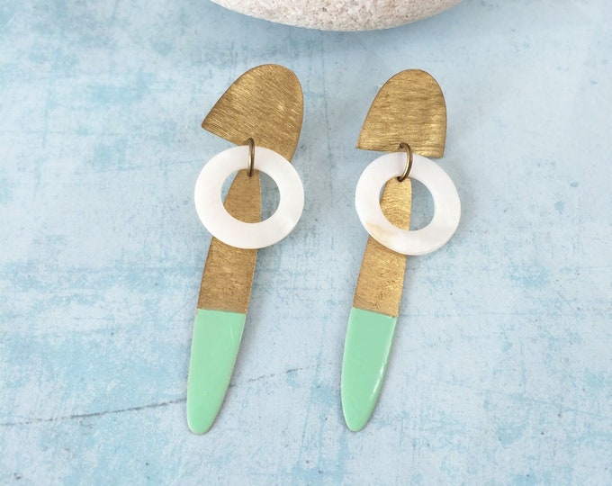 Statement geometric brass earrings - modern tribal earrings