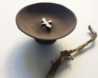 Ceramic pedestal dish - jewelry dish - bird ring dish - decorative bowl - ceramic plate handmade