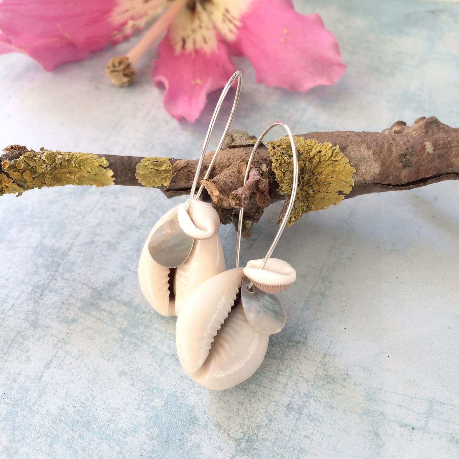 Cowrie shell earrings - seashell earrings