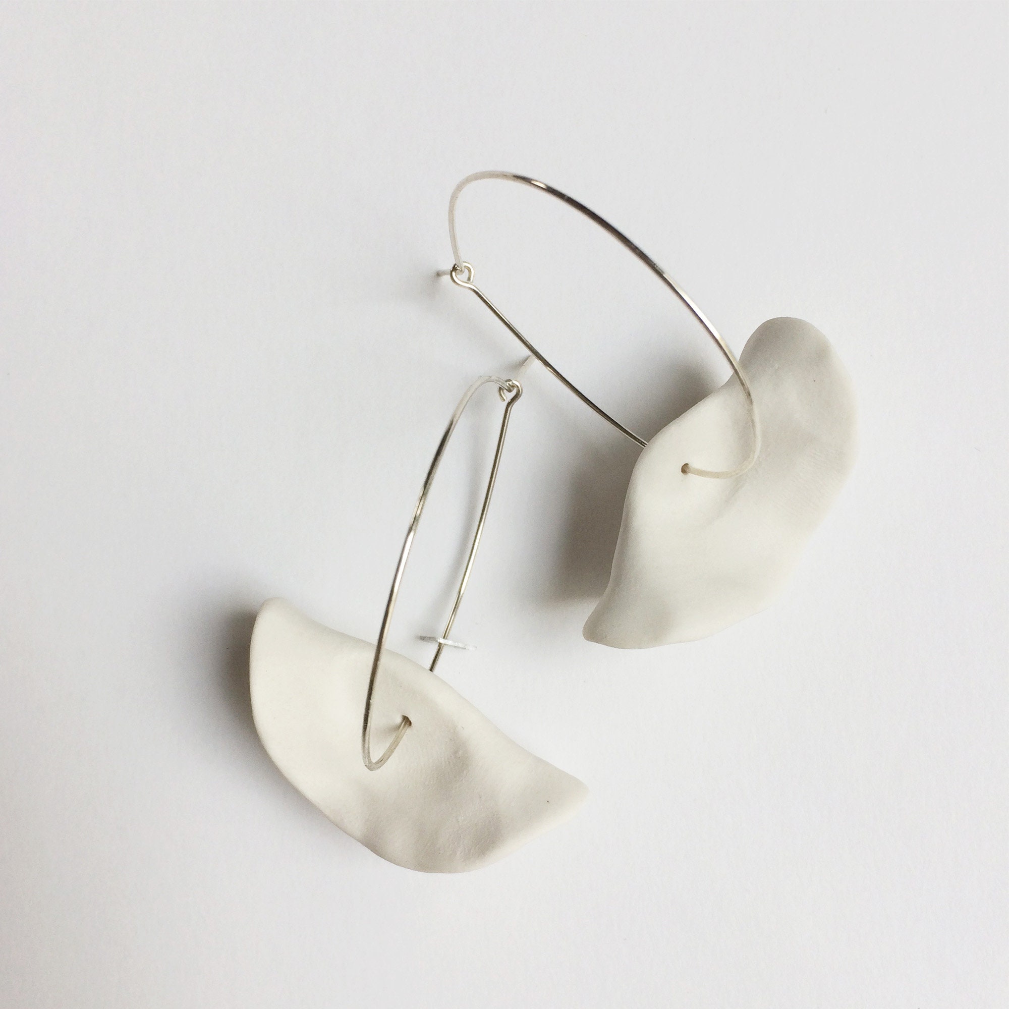 Statement Porcelain Hoop Earrings Modern Ceramic Earrings