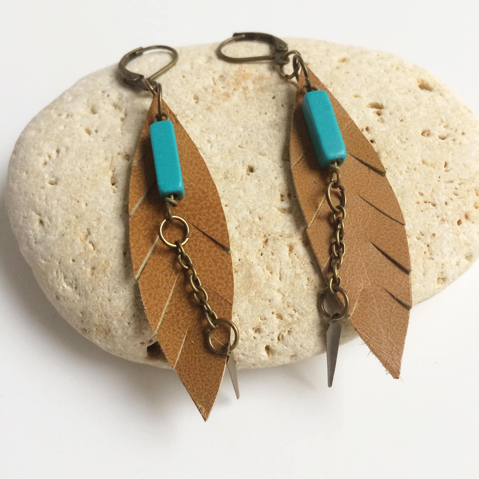 Boho leather shop earrings