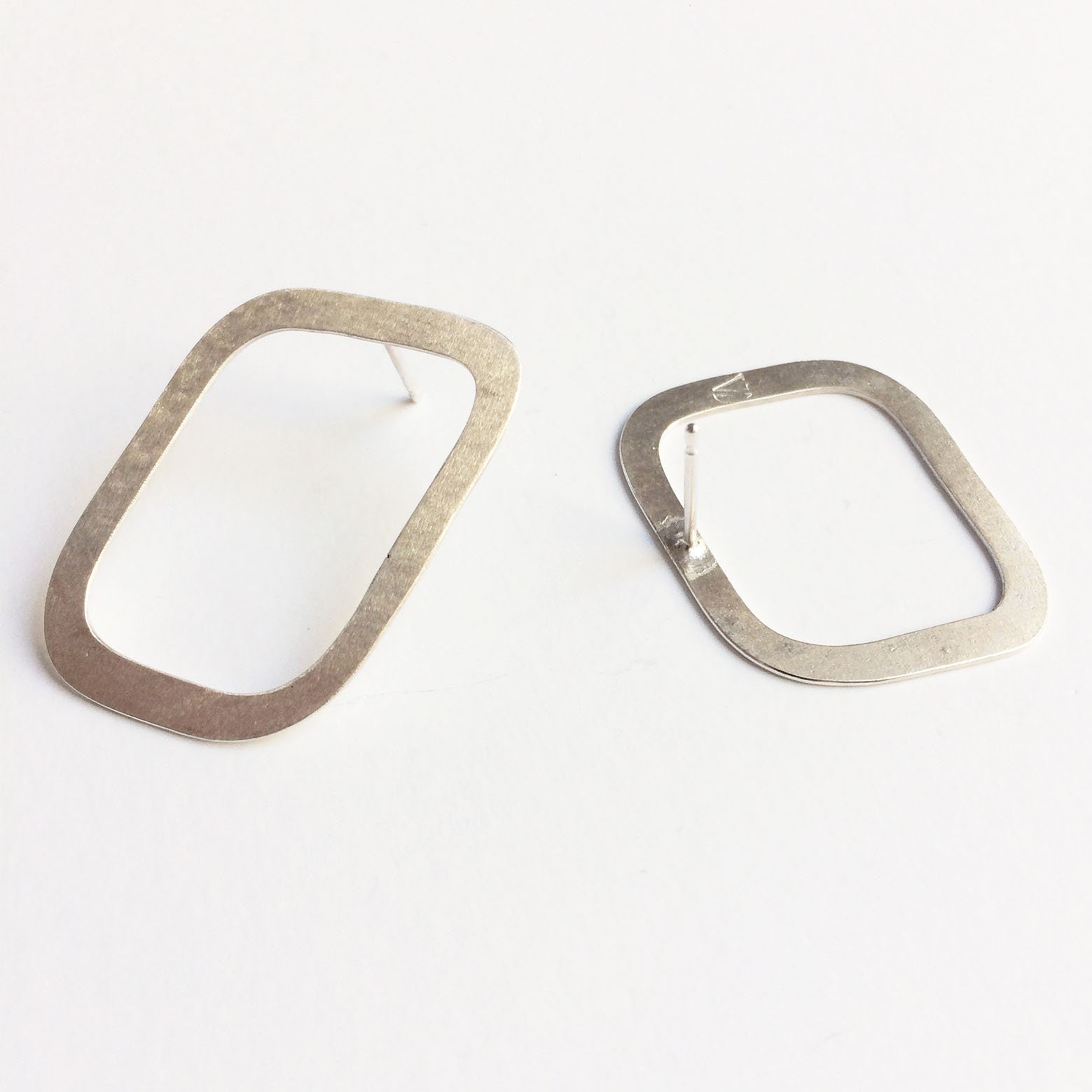 Asymmetrical silver earrings -minimalist earrings - mismatched earrings ...