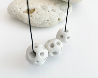Minimalist porcelain moon necklace  - modern long white porcelain necklace