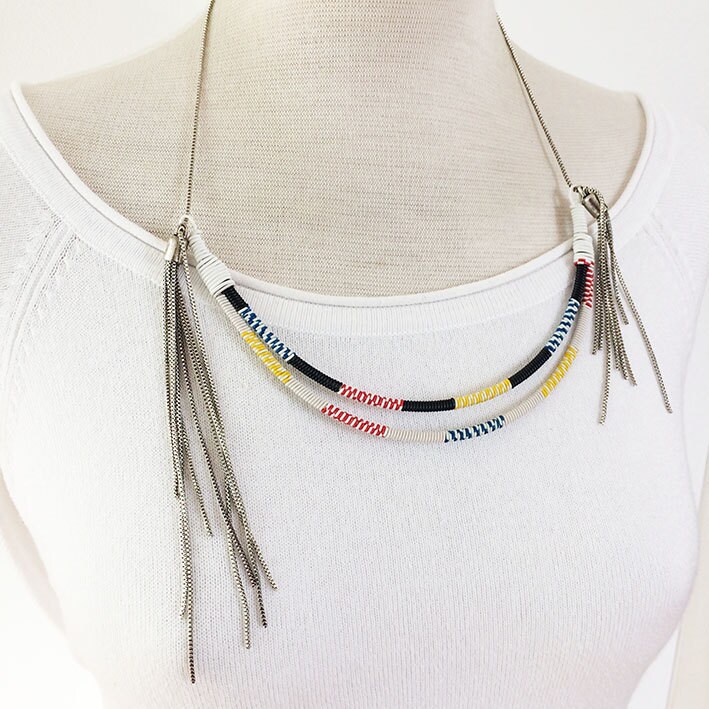 Duble Wrap bib necklace asymmetric necklace pendants tribal