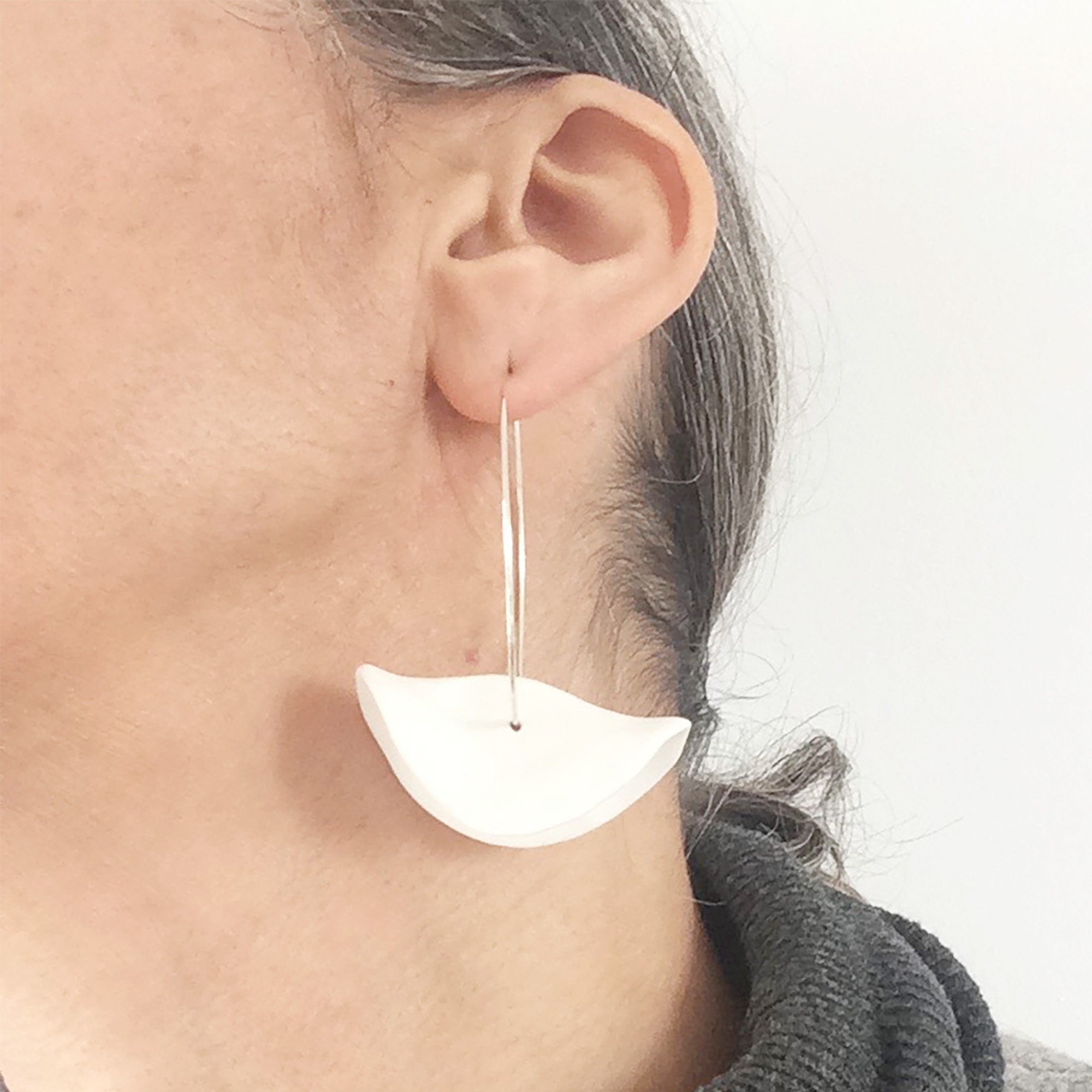 Statement Porcelain Hoop Earrings Modern Ceramic Earrings