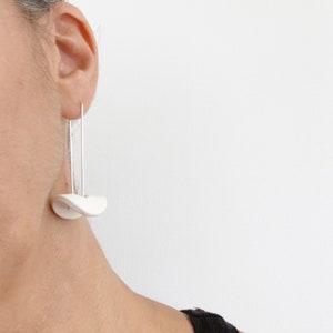 Statement geometric porcelain earrings, ceramic half moon earrings, unique minimalist earrings, modern jewelry, gift for her image 8