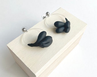 Statement clay teardrop hoop earrings, modern sculptural clay earrings
