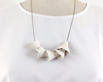 Statement organic porcelain necklace - modern abstract ceramic necklace