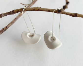 Statement geometric porcelain earrings, ceramic half moon earrings, unique minimalist earrings, modern jewelry, gift for her