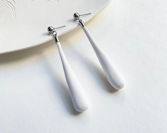 Long teardrop earrings, modern minimalist drop earrings