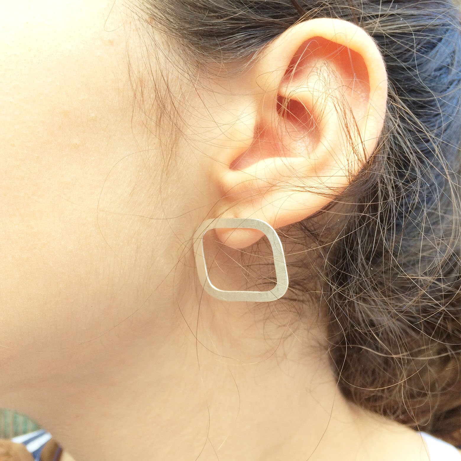Asymmetrical silver earrings -minimalist earrings - mismatched earrings ...