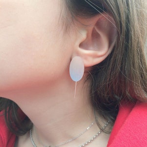 Minimalist oval bar earrings, modern geometric silver earrings, simple lightweight earrings, contemporary jewelry, gift for her image 3