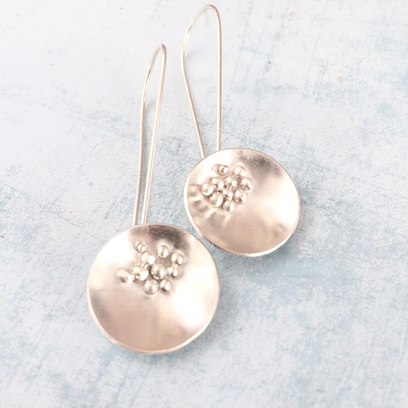 Circle hook earrings - modern jewelry - geometric earrings - long ...
