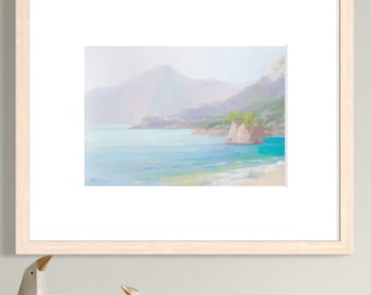 Pintura al óleo original de paisaje marino, obra de arte de playa de Croacia / Arte mural del mar Adriático / Óleo pequeño pintado a mano sobre lienzo / Decoración costera de bellas artes