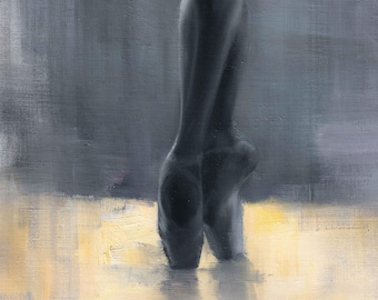 Pintura contemporánea original, pintura abstracta de piernas de bailarina de ballet, regalo único, obra de arte figurativa de gran tamaño, óleo sobre lienzo, decoración del hogar