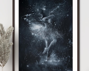 Regalo para recital de danza, lienzo abstracto de bailarina para pared, lámina de danza en blanco y negro, decoración de ballet lista para colgar, decoración para estudio de ballet