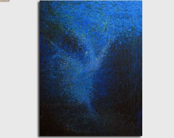 Ballerina Druck von Original Ketzen, iKunstdruck, Kobalt Blau Leinwand Kunst Giclee, Abstraktes Ballett Kunst