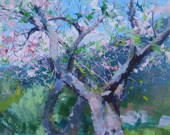 Landscape Oil Painting Trees in Blossom Spring Painting | Etsy