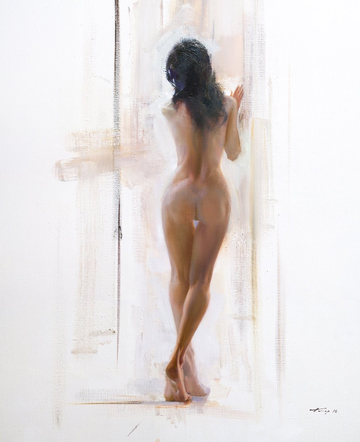 The naked woman canvas artwork is an original painting. 