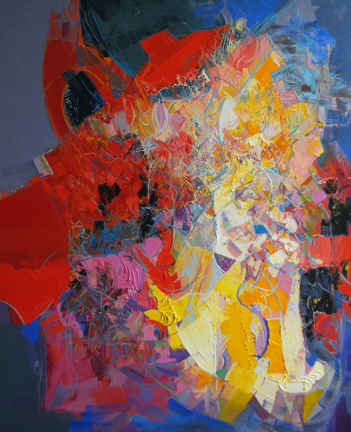 Abstract Painting Red and Yellow Contemporary Art Colorful Etsy