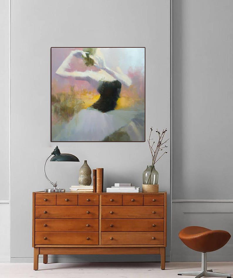 Mid Century Wall Art Canvas, Large Painting Print, Contemporary Art Print, Dance Painting, Modern Art Canvas image 2