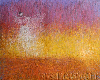 New House Gift, Abstract Ballet Print of Acrylic Painting, Golden Wall Art Poster, Large Canvas Art Giclee Print, Dancer Gift