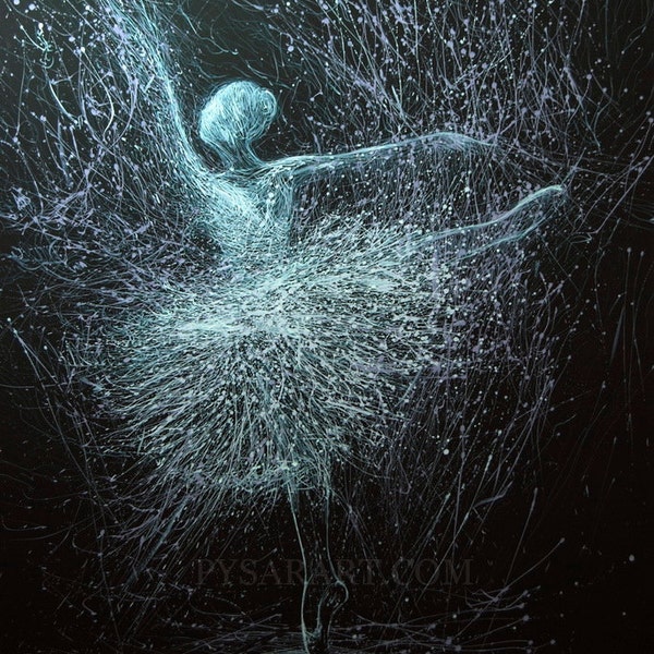 Lámina de arte contemporáneo, lámina en lienzo, regalo para bailarina - Arte en lienzo en blanco y negro - Lámina abstracta de ballet sobre lienzo, lámina de bailarina