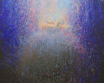 Blaue Ballerina Kunst, abstrakte Leinwanddruck, zeitgenössische Malerei Druck, moderne Tänzerin