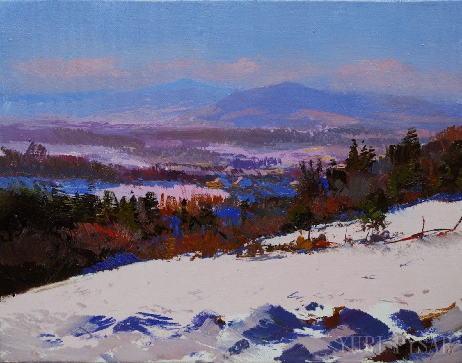 Abstract Landscape Oil Painting Winter Painting Impressionist Etsy