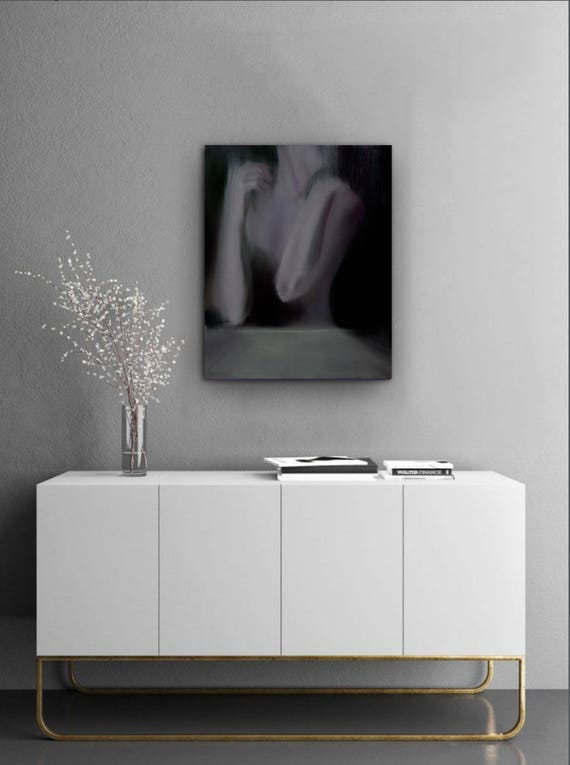 Bedroom Wall Art Female Figure Art Figurative Painting Canvas Original Art in Oil Black Artwork