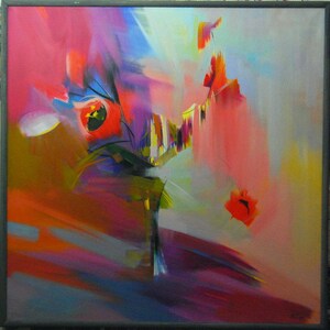 Colorful Flower Wall Canvas Print, Abstract Still Life Painting Print, Ready to Hang Canvas Contemporary Print