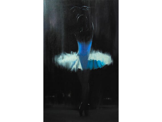 Dance Recital Gift Black and white painting print of ballerina, GICLEE PRINT, Dancer gift, Large canvas print